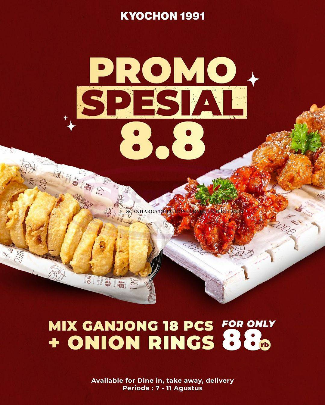 Promo KYOCHON SPESIAL 8.8 – Paket MIX GANJONG 18 Pcs + ONION RINGS hanya 88 RIBU